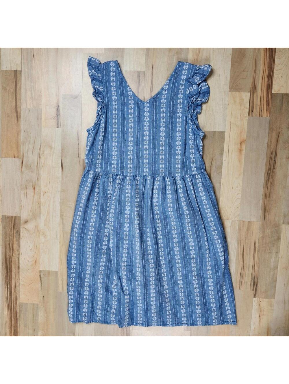 Peyton & Parker Dress Ruffle Sleeve Striped Casual Sundress Women's XL